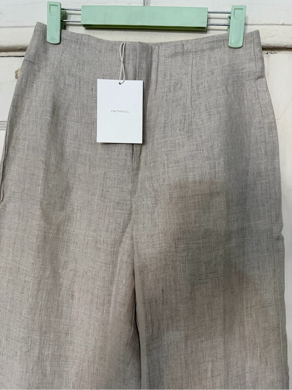 Faithfull the Brand Wide-Leg Linen Pants in Light Taupe - Picture 2 of 6